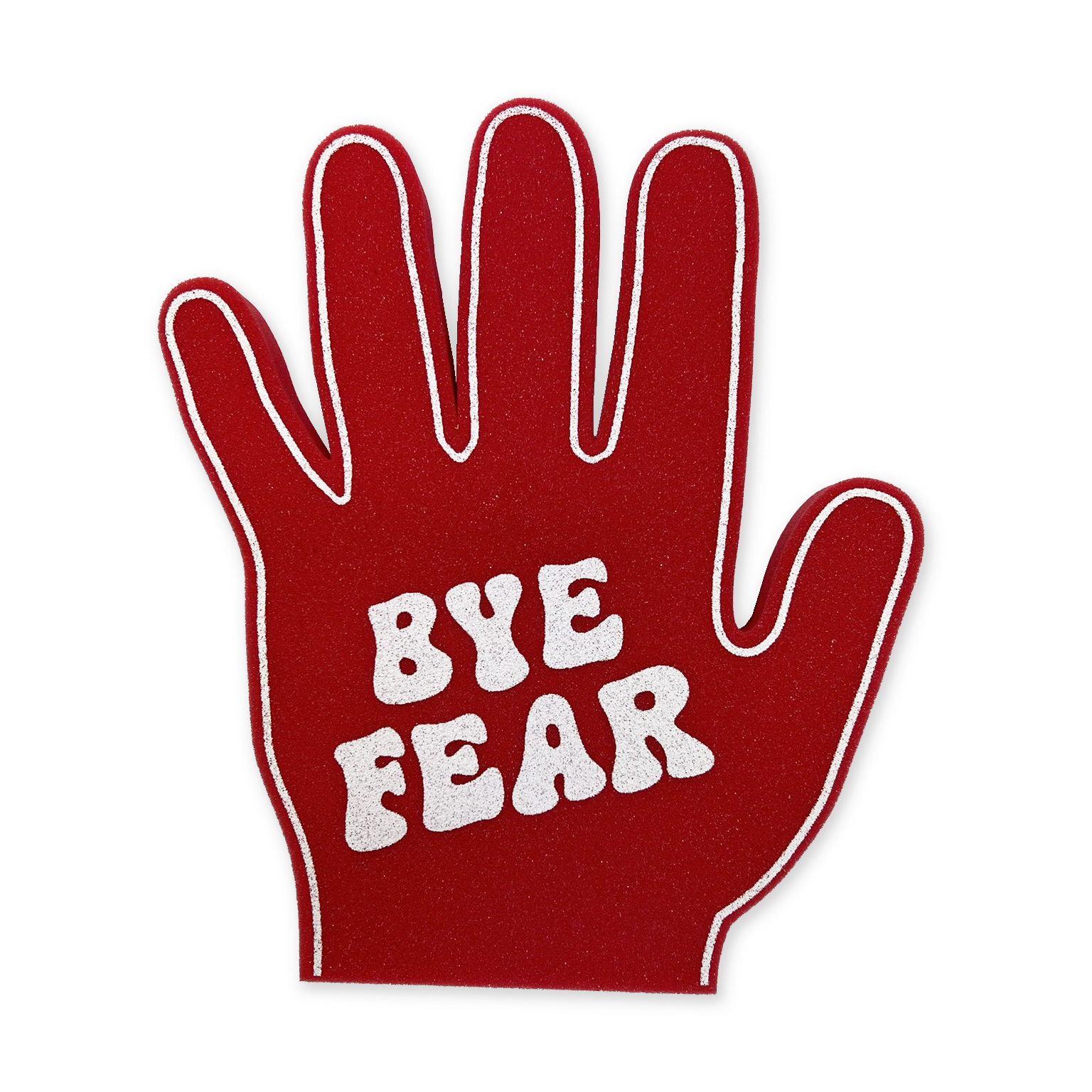 High five red foam hand printed white